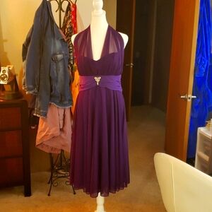 Chiffon Purple Halter Dress